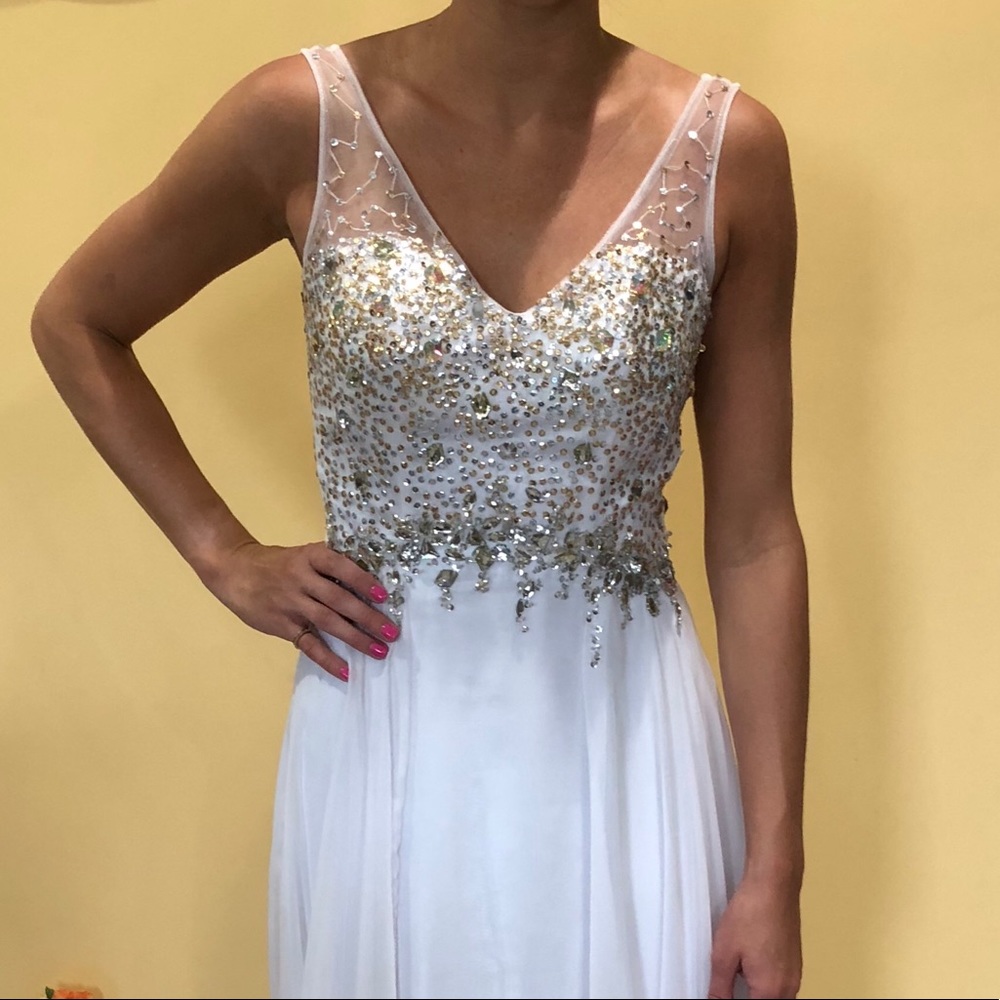 White beaded Formal Dress